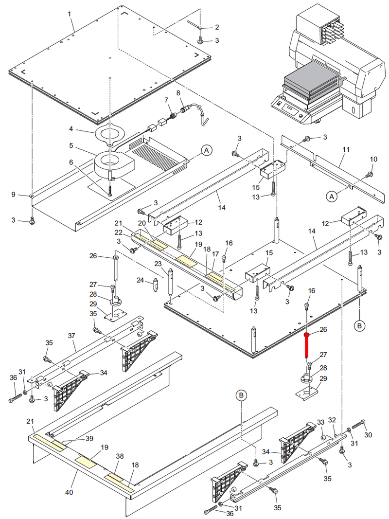 UJF Table Guide Shaft